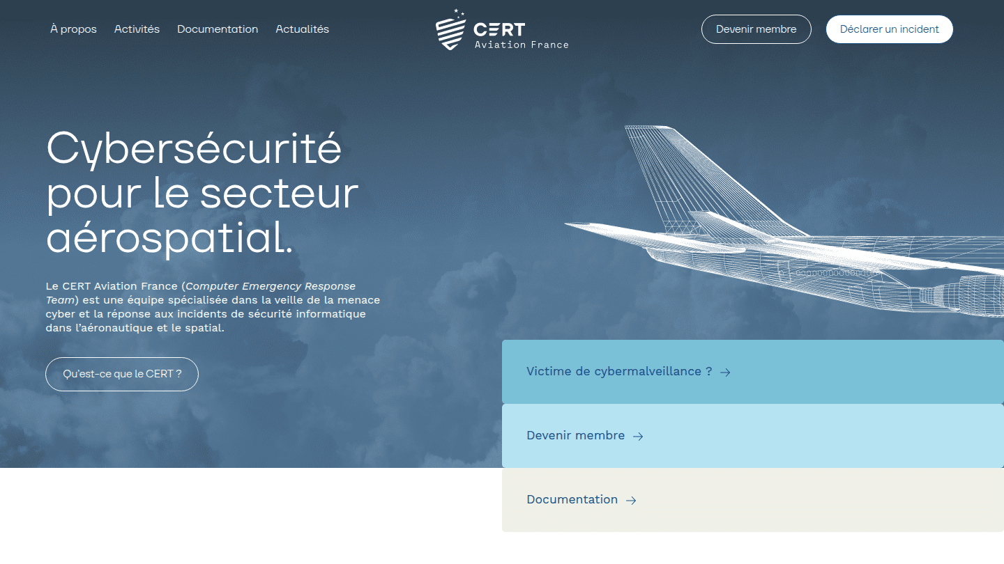 Aperçu du site CERT Aviation